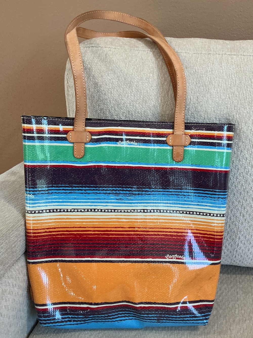 Consuela Deanna Everyday Tote - Vibrant Serape Stripe Canvas Bag